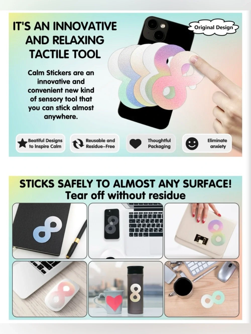 Calm Sensory Stickers - Anti Stress Tactile Textured Stickers Children & Adults